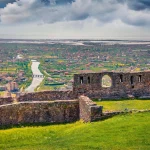 Scenic view of Lezhe city in North Albania, featuring historic landmarks and nature