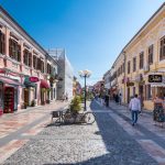 Shkoder Pedestrian Street in North Albania, bustling with shops, cafes, and local life, starting point for North Albania boat tours to Shala River